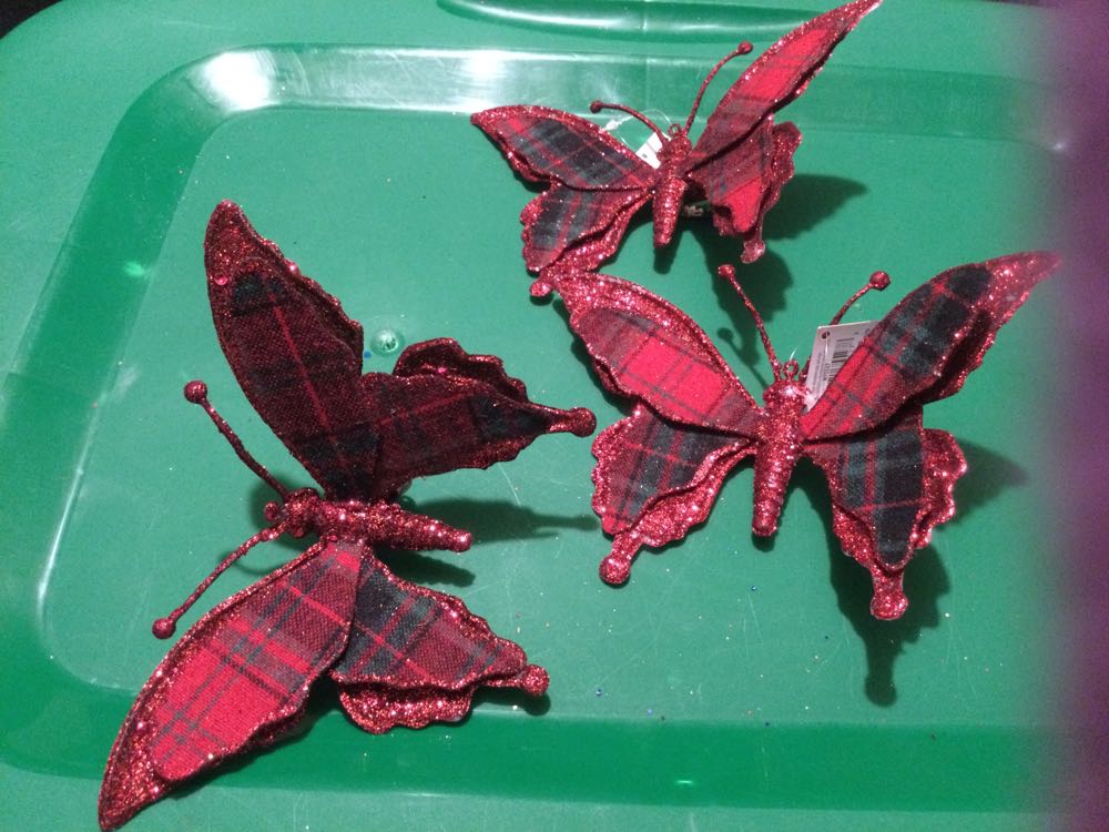 Butterfly Red with Plaid - Holiday Time ornament collectible - Main Image 2
