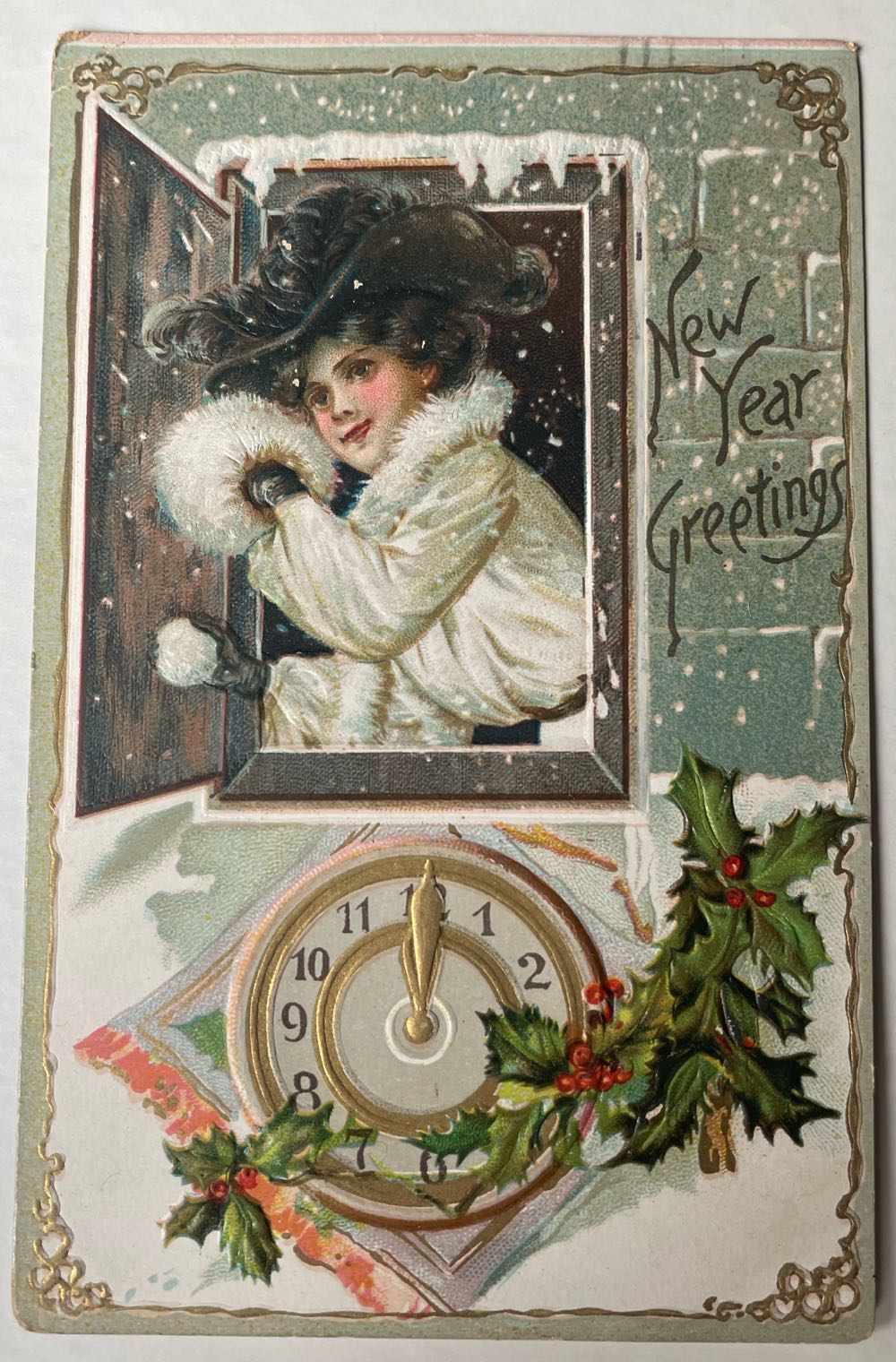 Postcard - Ralph Tuck & Sons - New Year - Woman At Window - Series 745 - New Year (Postcard) ornament collectible - Main Image 1