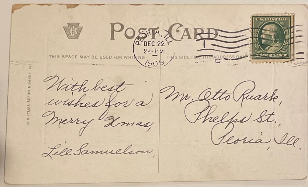 Postcard - Christmas - “With Best Christmas Wishes” - People Walking From House In Snow - Christmas (Postcard) ornament collectible - Main Image 2