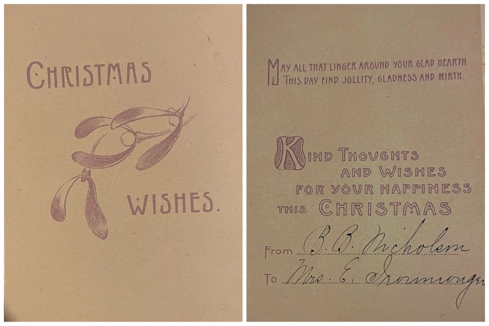 Greeting Card - Christmas - “Merry Thoughts Of You” - Holly And Flowers - Christmas (Greeting Card) ornament collectible - Main Image 3