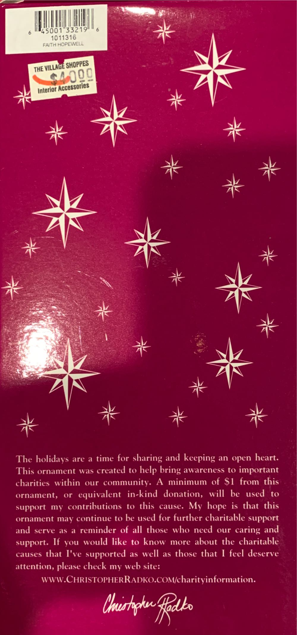 Faith Hopewell  ornament collectible [Barcode 645001332196] - Main Image 2