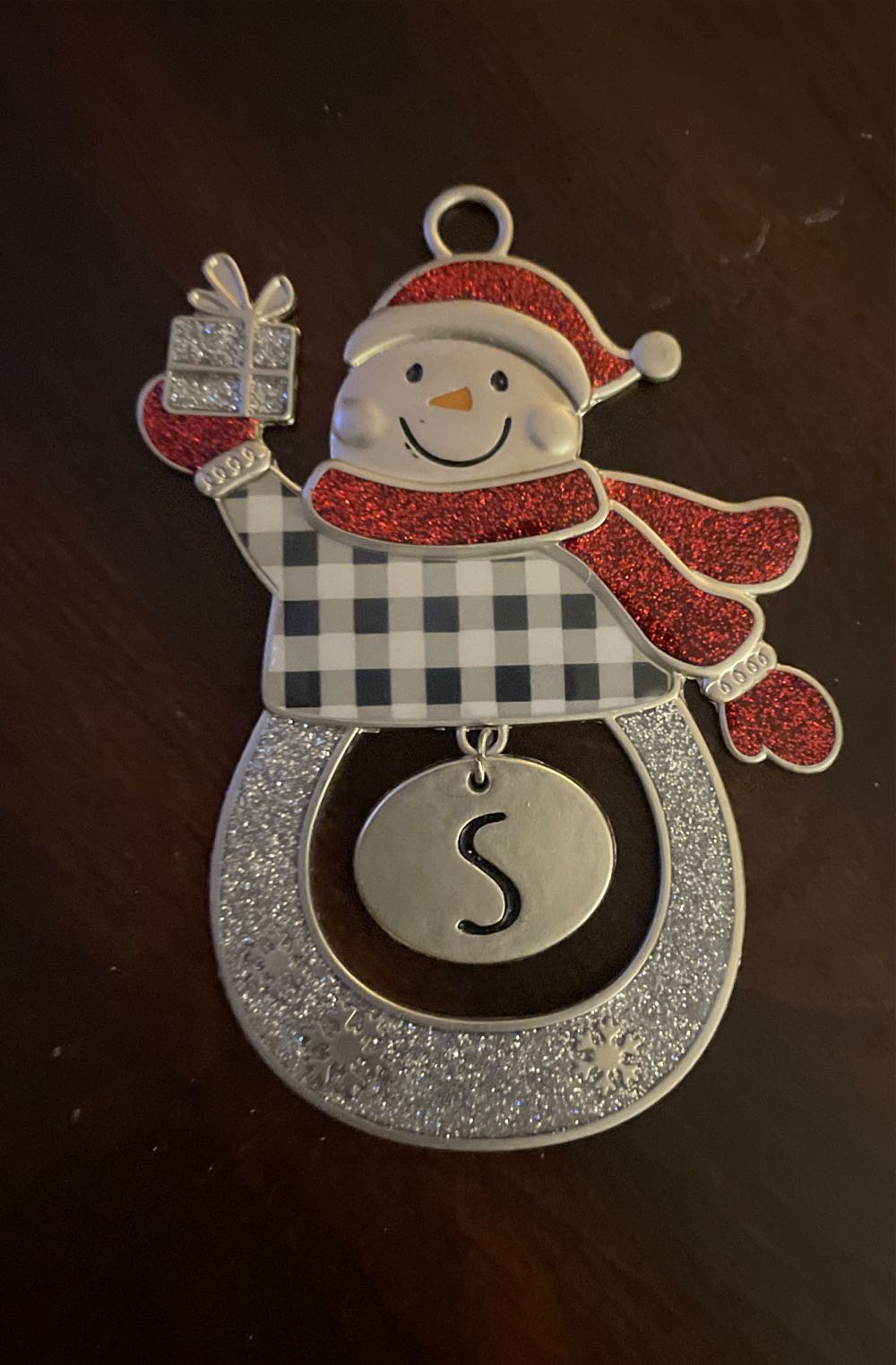 Snowman with Letter S   ornament collectible - Main Image 1