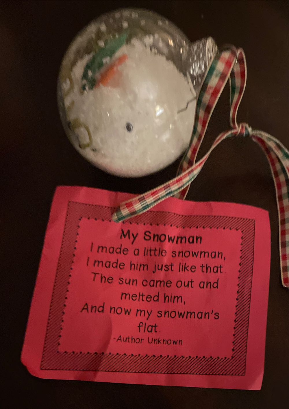 Homemade Snowman In Glass Ball (Ben)  ornament collectible - Main Image 2