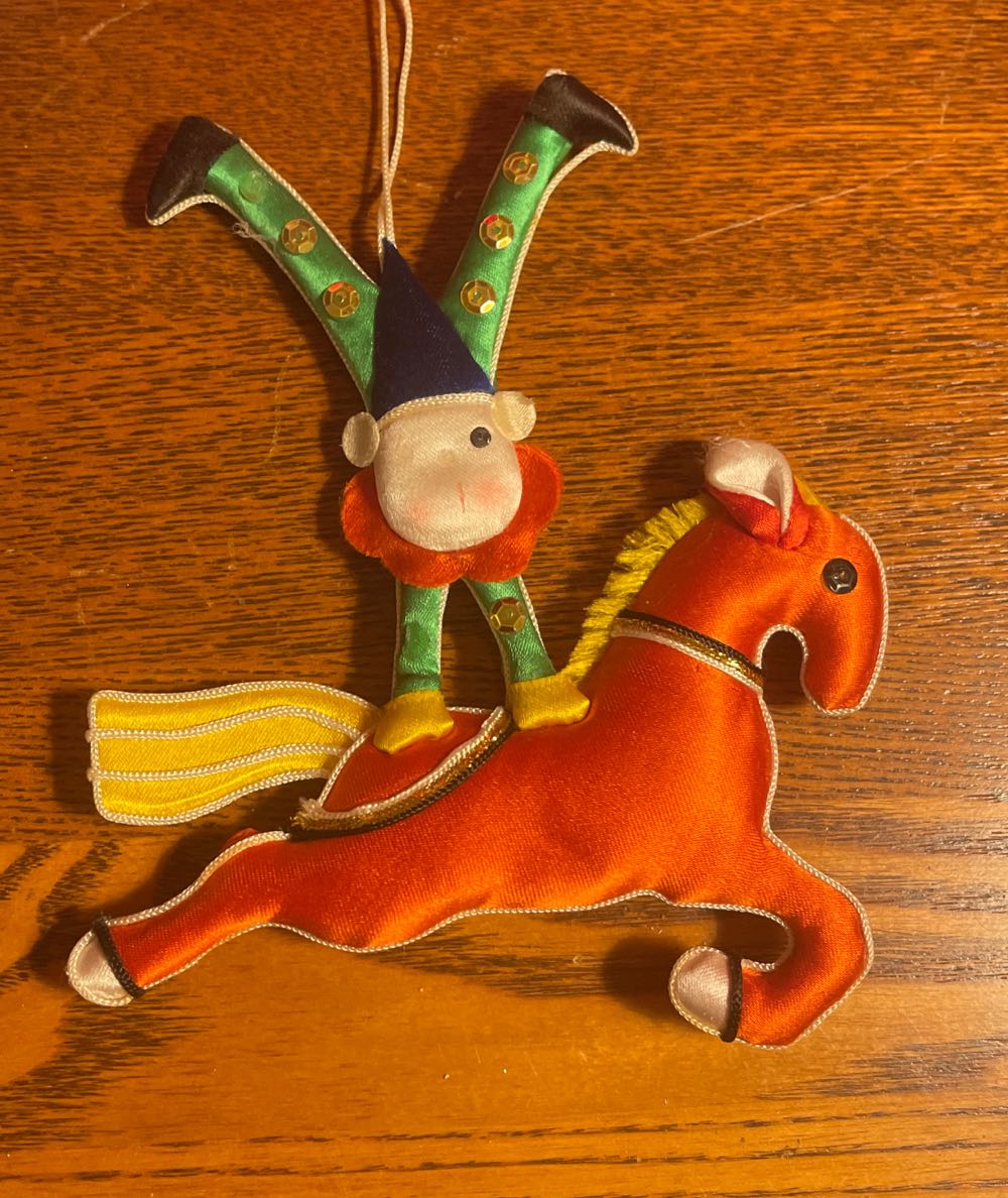 Circus - Chinese Silk - Clown Balancing On Leaping Horse - Clown (Circus) ornament collectible - Main Image 1