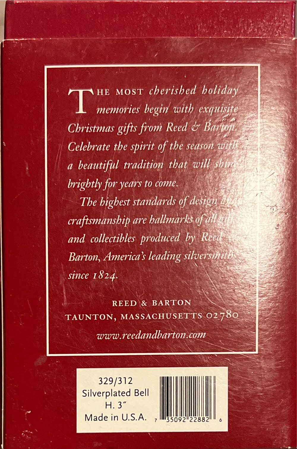 Reed & Barton 2012 Christmas Bell 3-inch  ornament collectible [Barcode 735092228826] - Main Image 2