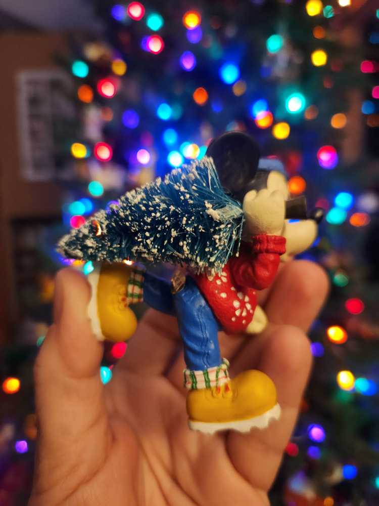 Disney Store Mickey Carries Christmas Tree  ornament collectible - Main Image 2