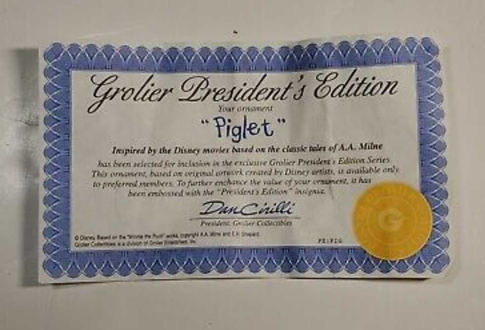 Piglet - Grolier President’s Edition (Disney’s Winnie the Pooh) ornament collectible - Main Image 4