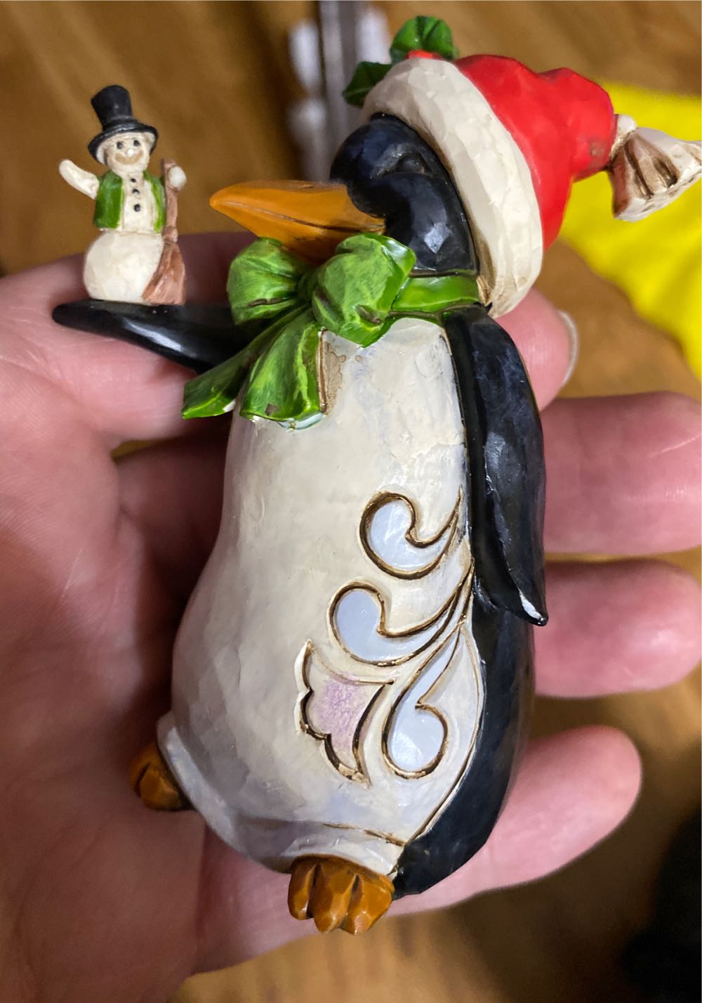 Penguin Holding Santa 0455446  (Heartwood Creek collection) ornament collectible [Barcode 045544679954] - Main Image 2