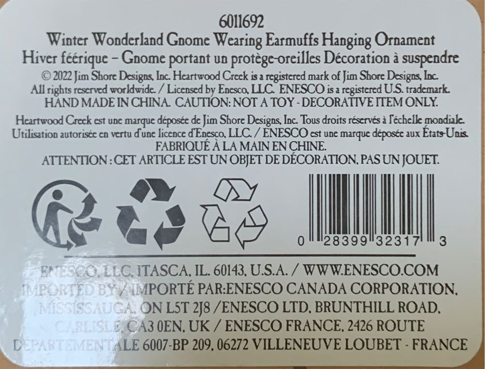 Wonderland Gnome Ornament - Gnome ornament collectible [Barcode 028399323173] - Main Image 3