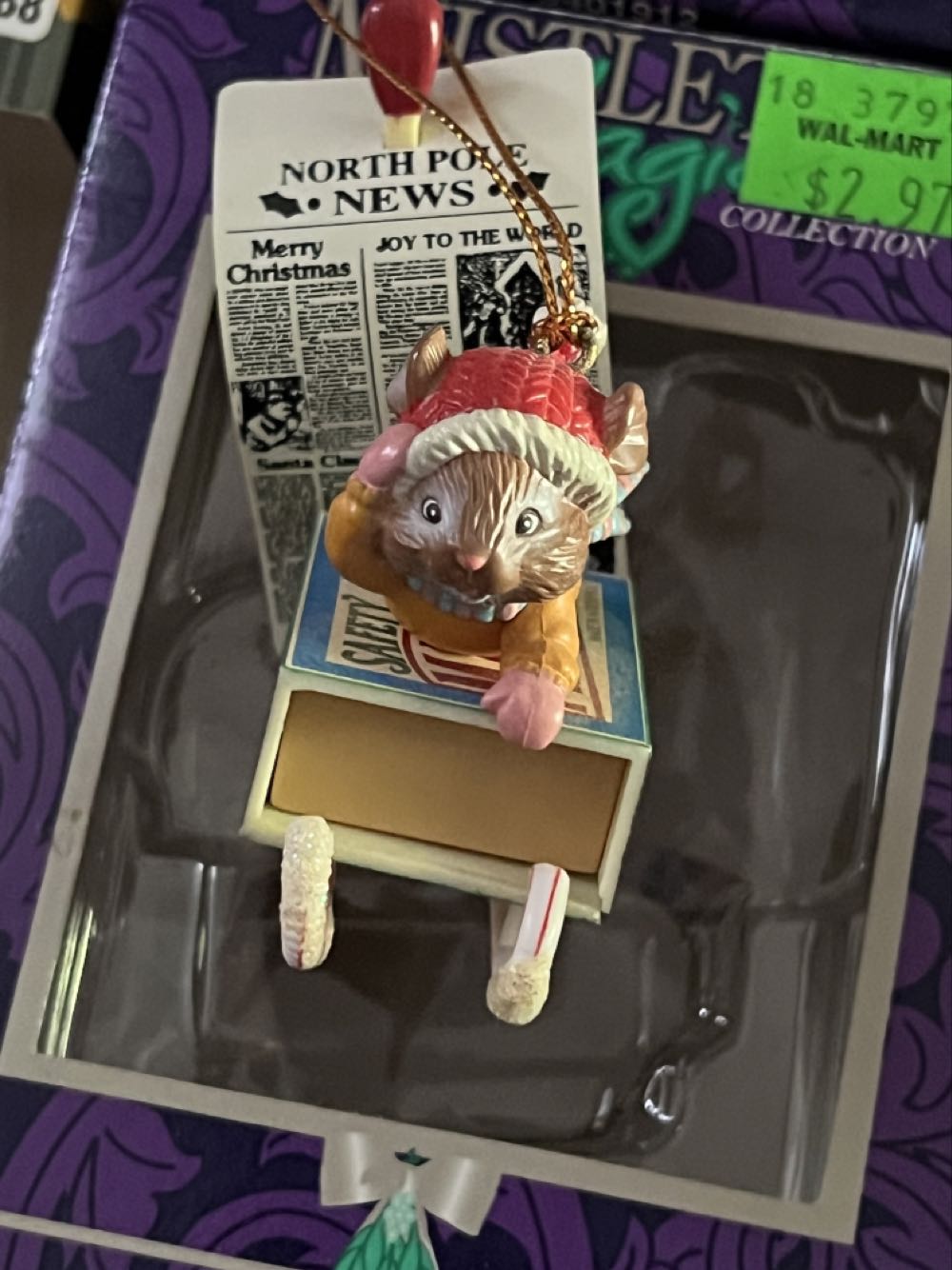 Mouse On Matchbox Sled  (Mistletoe Magic) ornament collectible [Barcode 097013649579] - Main Image 1