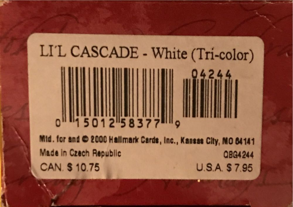 Li’l Cascade White Tri-color - Hand blown Glass (Sparkling Tree Jewelry) ornament collectible [Barcode 015012583779] - Main Image 3