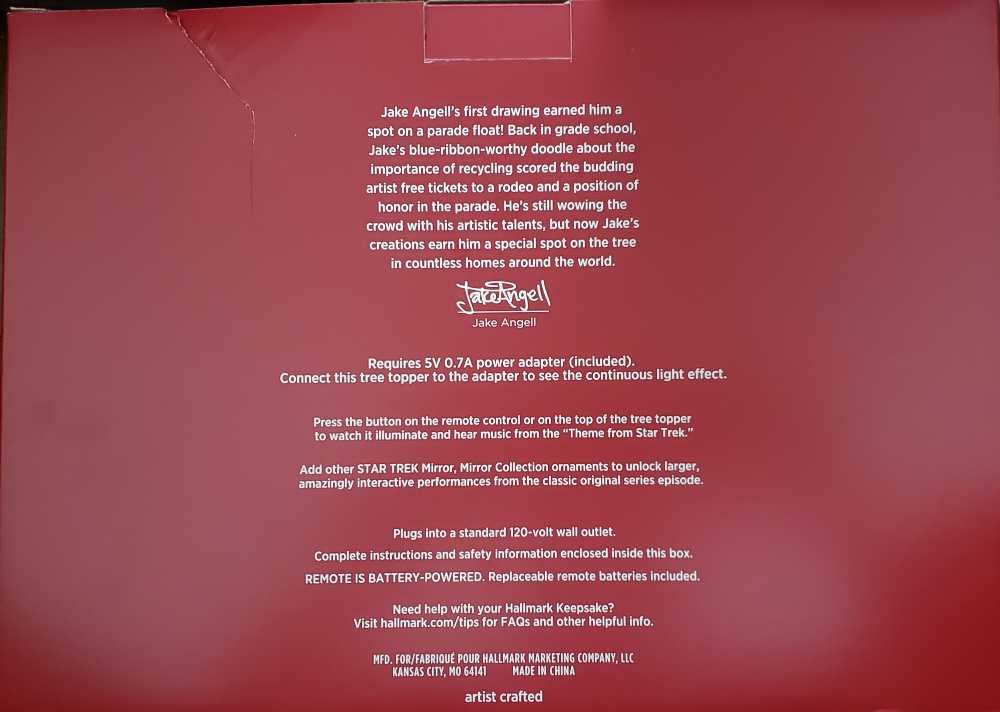 Star Trek Mirror, Mirror, U.S.S Enterprise Tree Topper With Lights - Storytellers ornament collectible [Barcode 763795785940] - Main Image 3