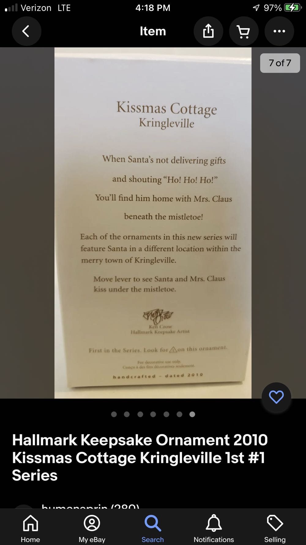 Kringleville #1 Kissmas Cottage  ornament collectible - Main Image 4