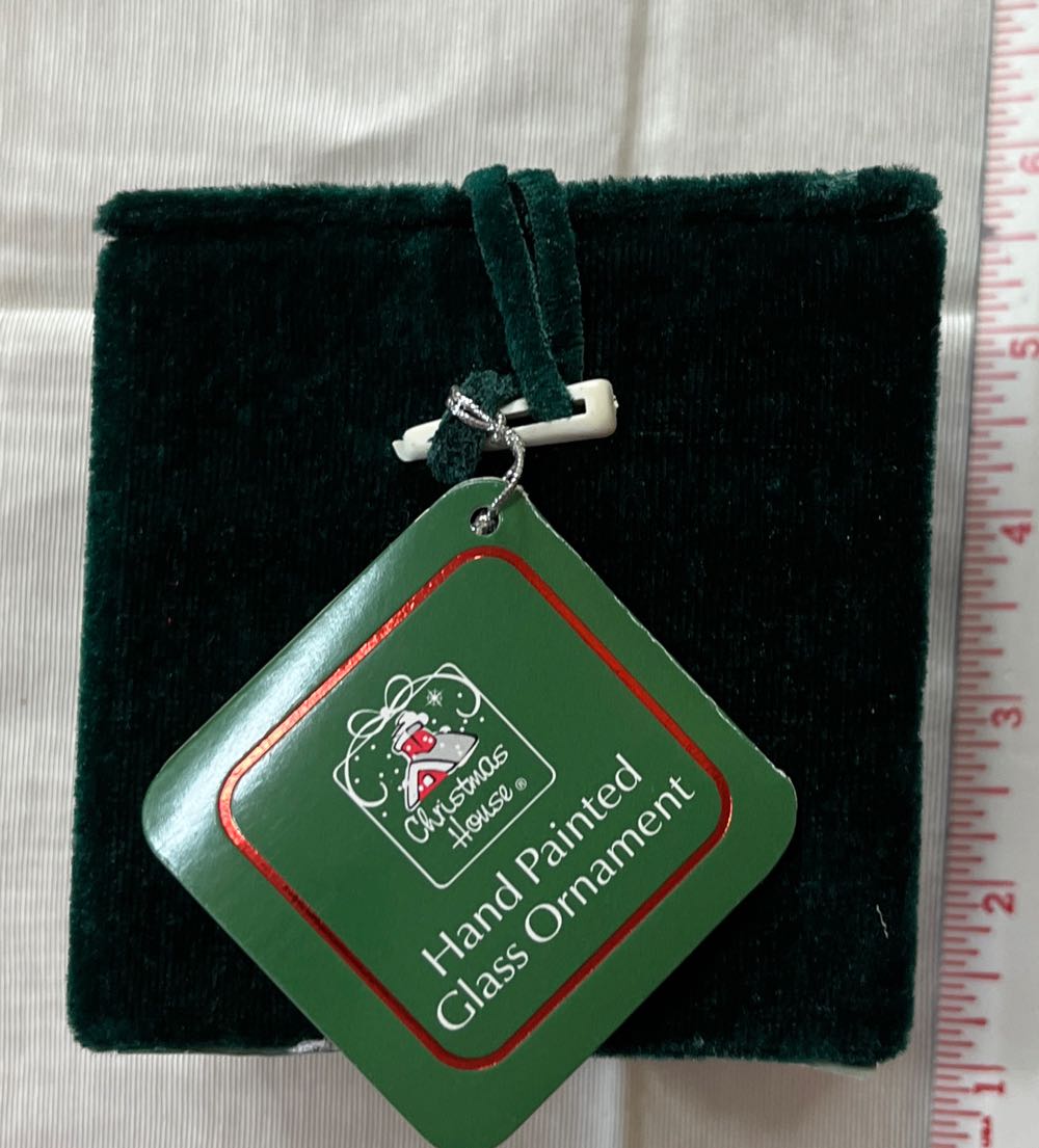 Handpainted Holly Glass Ball  ornament collectible - Main Image 2