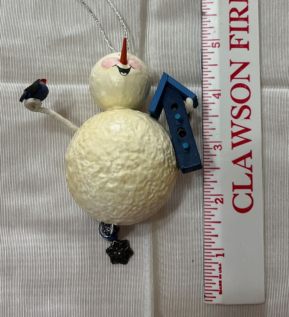 Snowman with Blue Birhouse  ornament collectible - Main Image 2