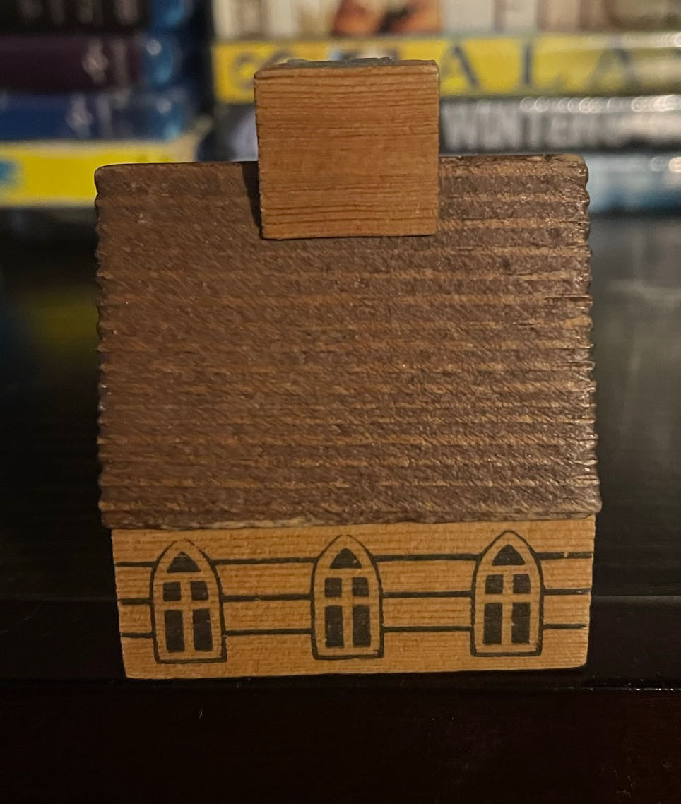 Erzgebirge - Putz - Wood - Miniature - Church - Clock Tower - Brown Roof - Wooden (Putz Village) ornament collectible - Main Image 2