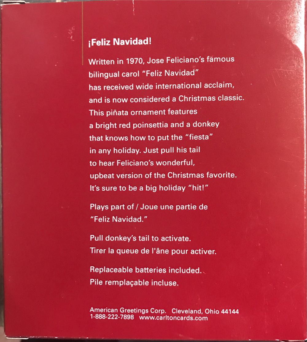 Feliz Navidad Carlton Cards  ornament collectible [Barcode 661526376606] - Main Image 2