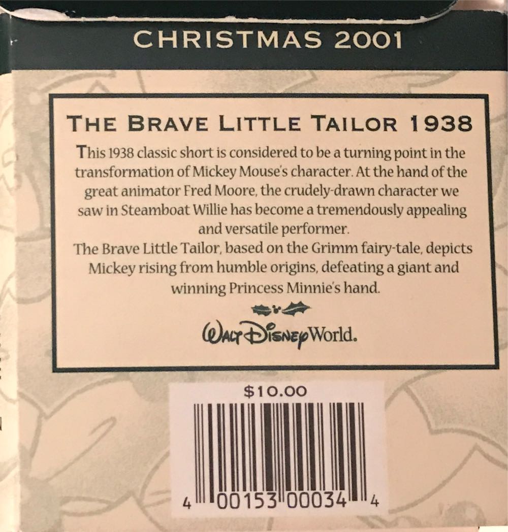 Disney Disc: Happy Holidays #2 Brave Little Tailor 1938 - Disney Parks (Walt Disney Disc Ornament) ornament collectible [Barcode 400153000344] - Main Image 2