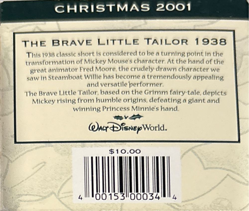 Disney Disc: Happy Holidays #2 Brave Little Tailor 1938 - Disney Parks (Walt Disney Disc Ornament) ornament collectible [Barcode 400153000344] - Main Image 3