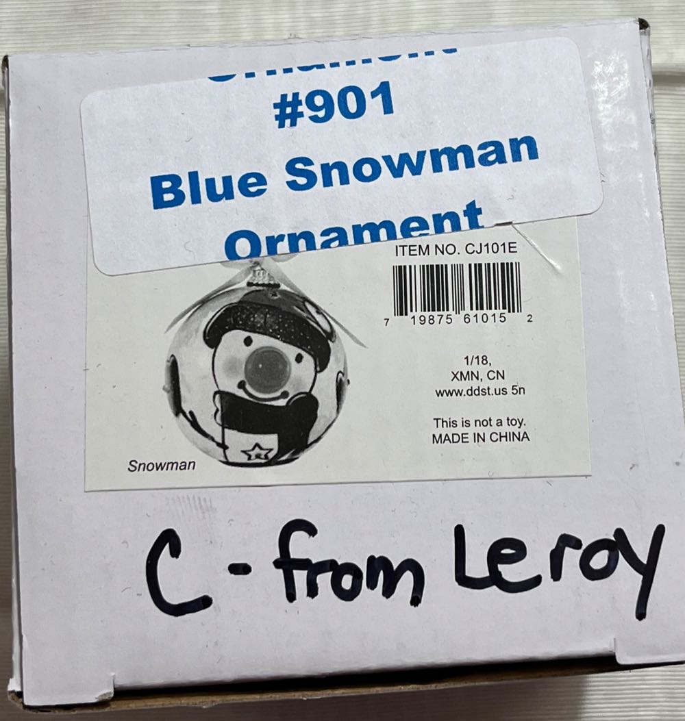 Twinkling Treasures Blue Snowman 3d Blinking Christmas Ornament Shatterproof  ornament collectible [Barcode 719875610152] - Main Image 2