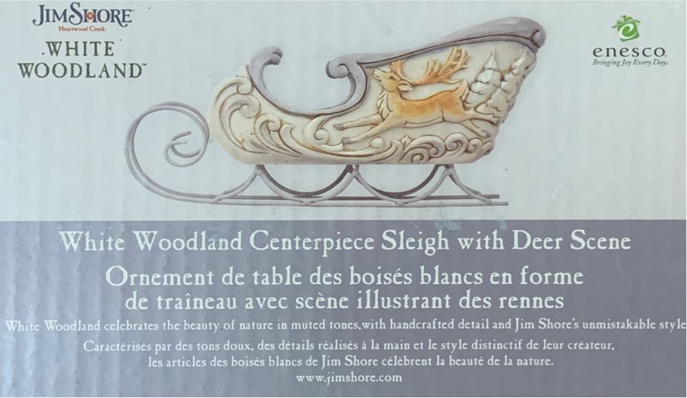 White Woodland Centerpiece Sleigh With Deer Scene  (White Woodland) ornament collectible - Main Image 1