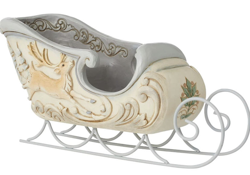 White Woodland Centerpiece Sleigh With Deer Scene  (White Woodland) ornament collectible - Main Image 2