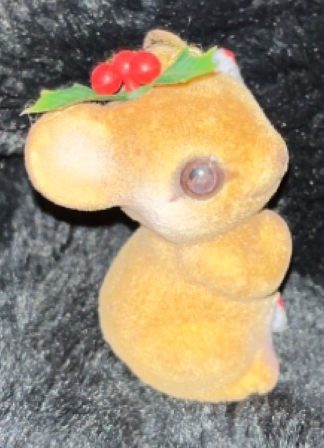 Flocked Mouse With Candy Cane - Value Village Finds (Vintage Flocked) ornament collectible - Main Image 2