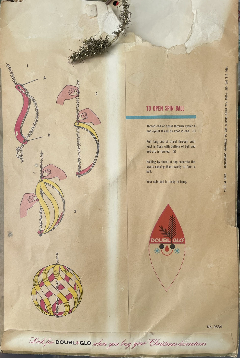 Doubl-Glo - Illuminized Spin Ball With Tinsel  ornament collectible - Main Image 3