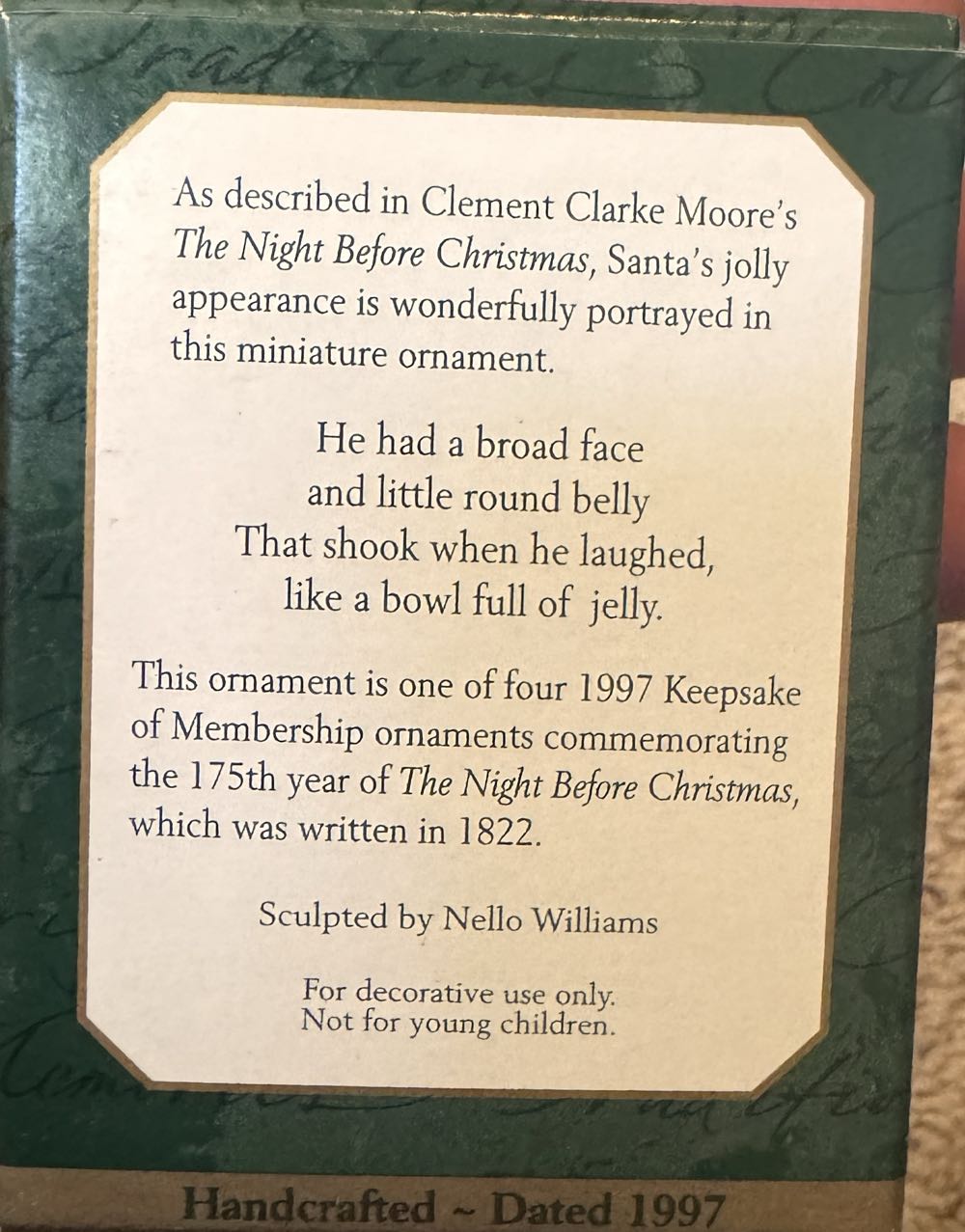 Keepsake Ornaments Club Jolly Old Santa  ornament collectible - Main Image 2