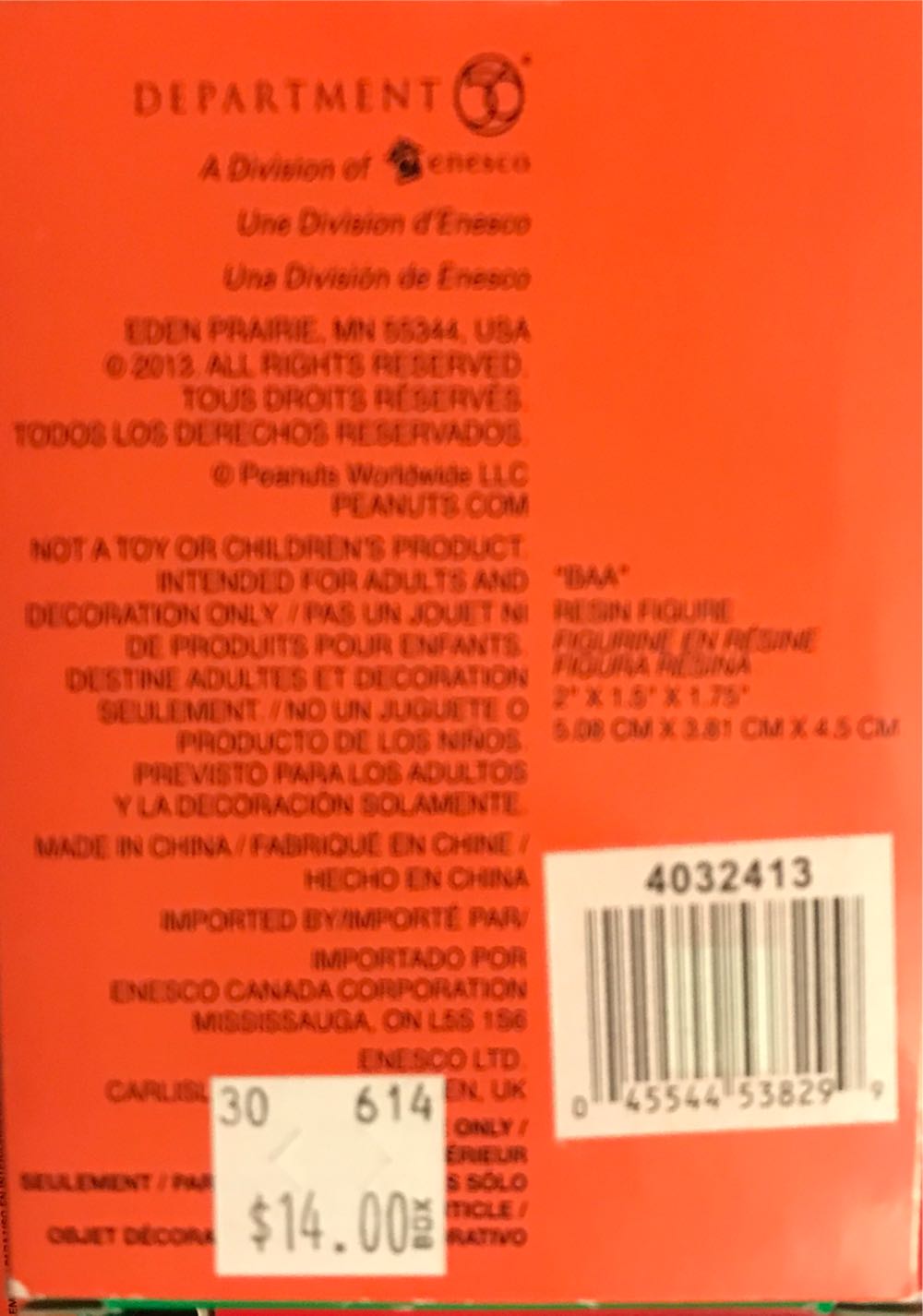 Peanuts Dept 56  Baa  ornament collectible [Barcode 045544538299] - Main Image 2