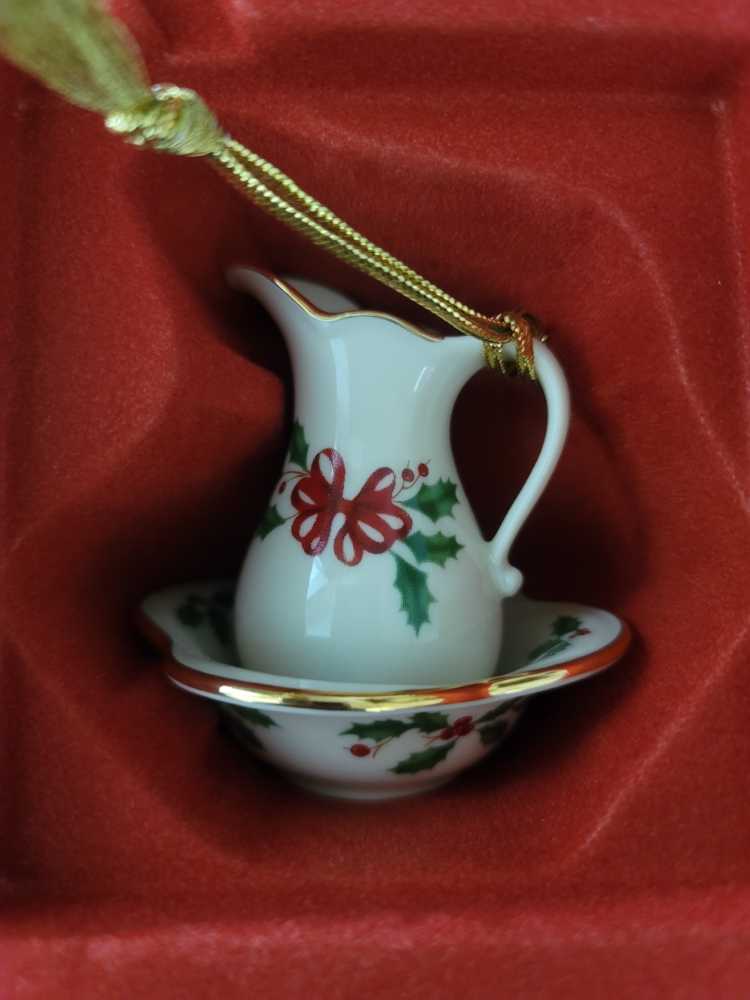 3 Inch Lenox Holiday Pitcher Bowl Christmas Ornament  ornament collectible [Barcode 091709441508] - Main Image 2
