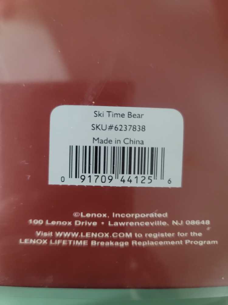 Lenox China Ski Time Bear Christmas Ornament  ornament collectible [Barcode 091709441256] - Main Image 2