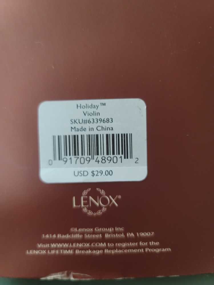 Holiday Violin Porcelain Ornament  ornament collectible [Barcode 091709489012] - Main Image 3