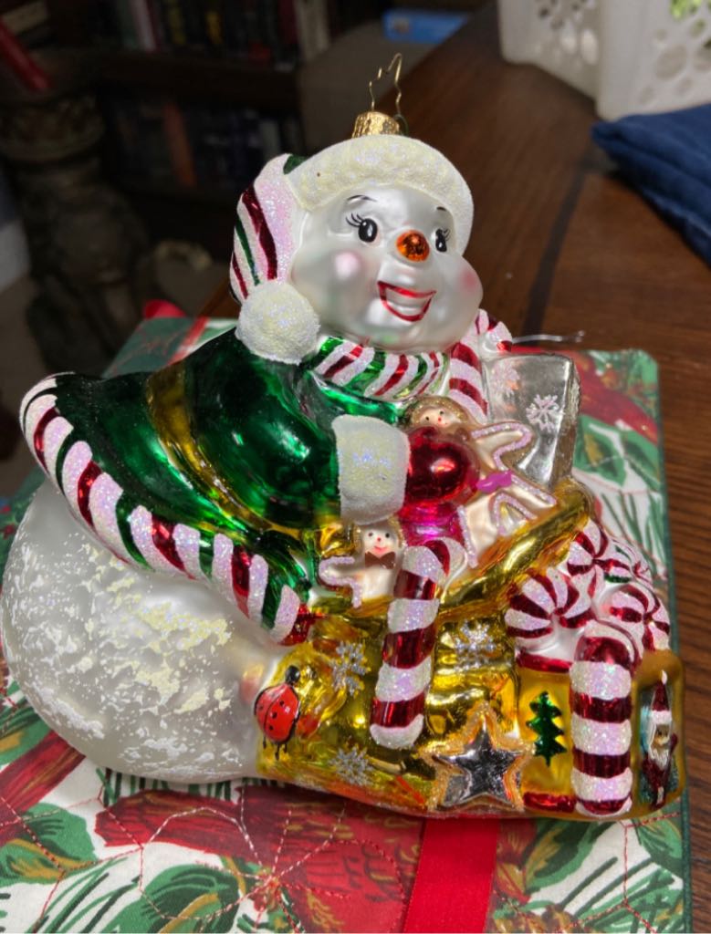 Peppermint Swirl Snowman  ornament collectible - Main Image 2