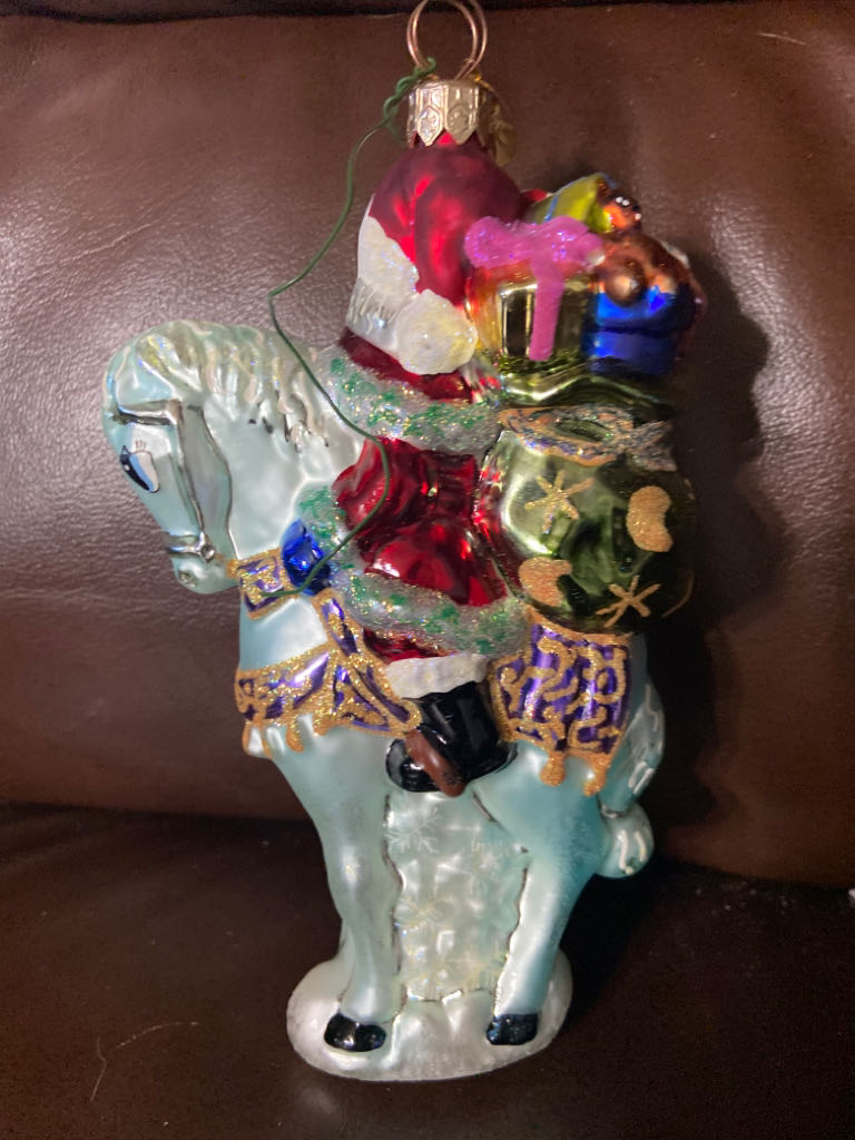 Santa On Blue Horse  ornament collectible - Main Image 2