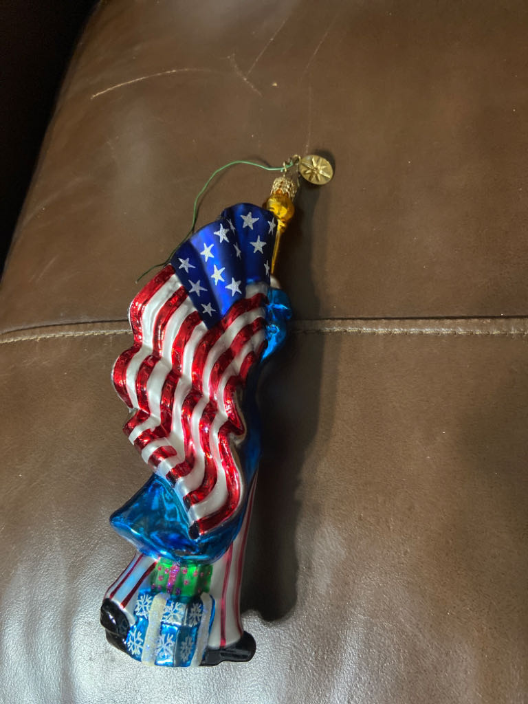 Patriotic Santa With Flag  ornament collectible - Main Image 2