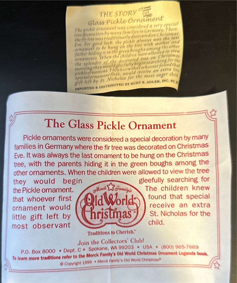 Pickle - Christmas Tree Pickle (Pickle) ornament collectible [Barcode 086131280689] - Main Image 3