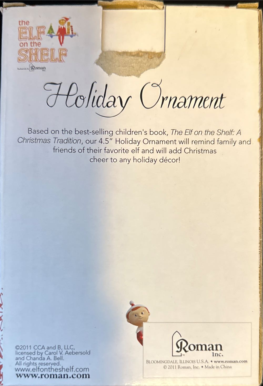 Elf On The Shelf Holiday Ornament - Elf On The Shelf (Elf On The Shelf) ornament collectible [Barcode 089945476620] - Main Image 2