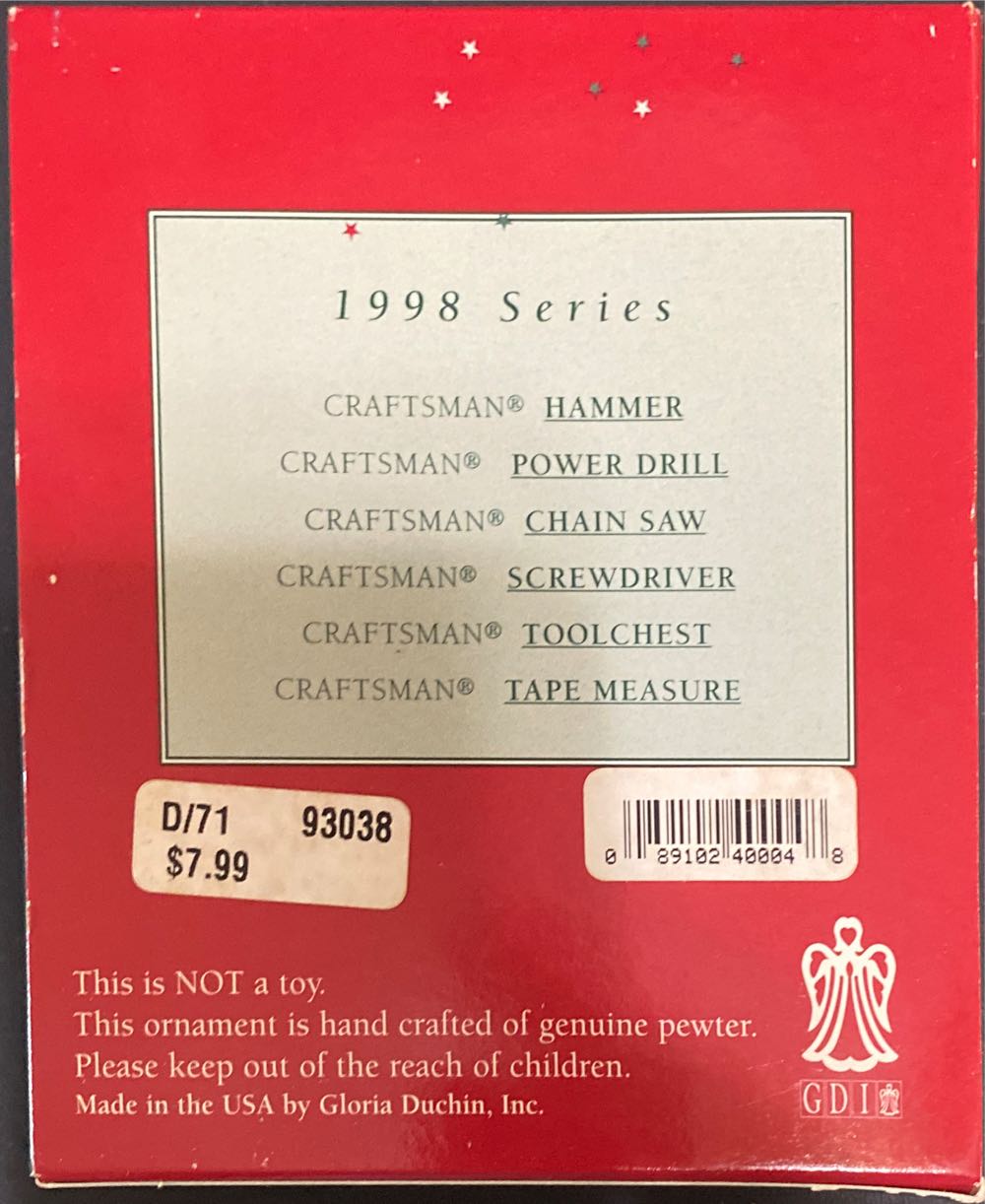 Craftsman Pewter Screwdriver - Craftsman Tools ornament collectible [Barcode 089102400048] - Main Image 3