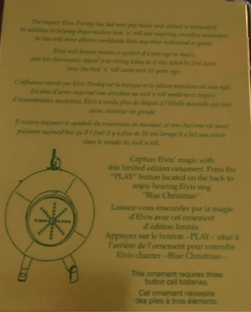 Elvis - Blue Christmas - Elvis (Movie) ornament collectible [Barcode 018100865986] - Main Image 2