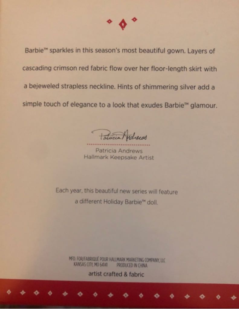 Barbie - 2015 Holiday Barbie Ornament - Holiday Barbie (Barbie) ornament collectible [Barcode 763795031597] - Main Image 2