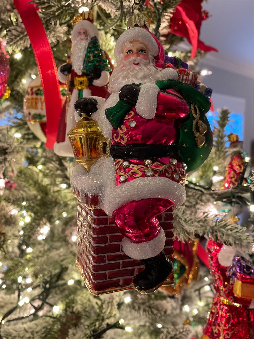 Shiny Brite - Christmas Novelty - Santa Head & Candy Cane