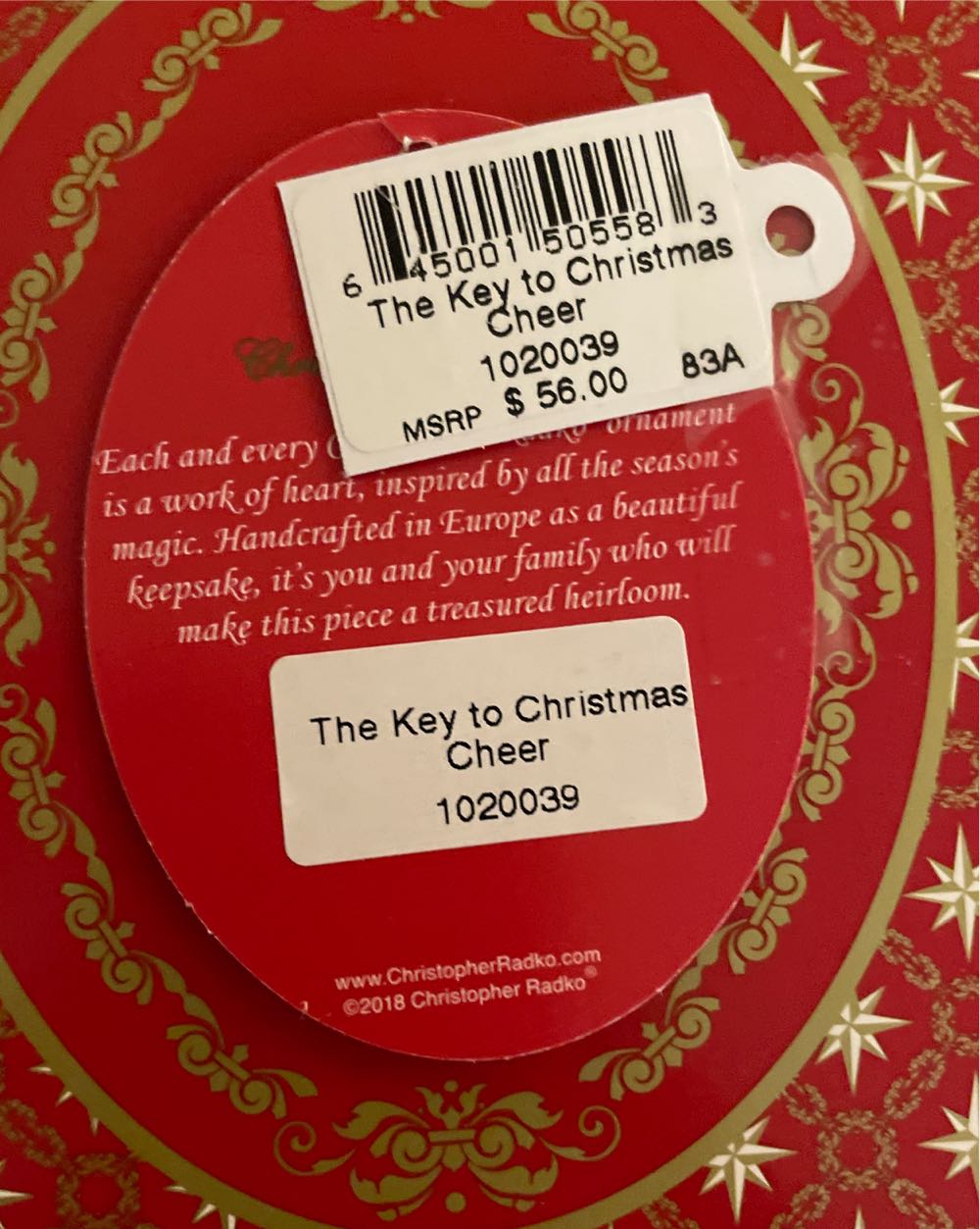 The Key To Christmas Cheer  ornament collectible - Main Image 2