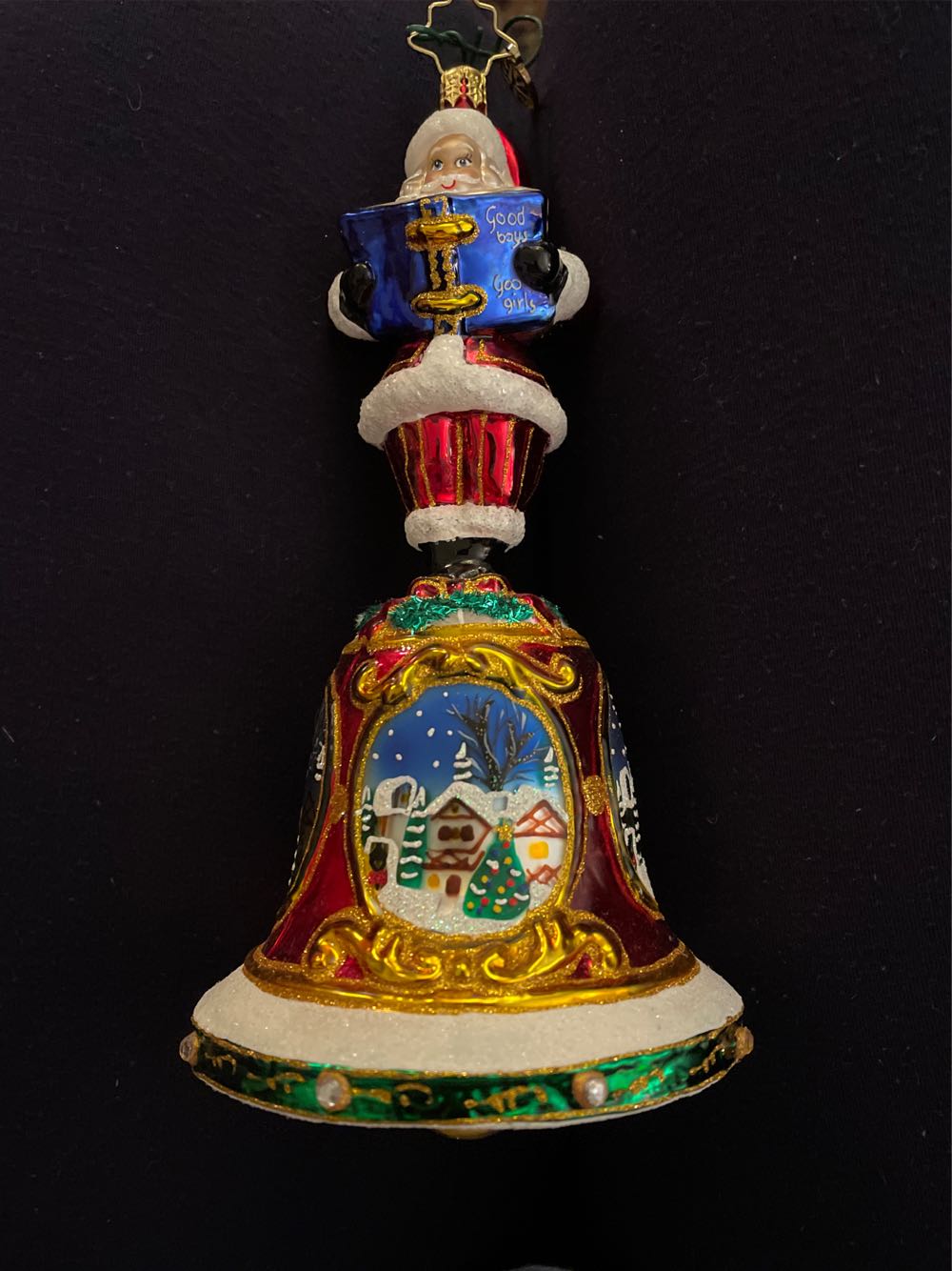 Shiny Brite - Poloron - Unbreakable - Round - Lines - Gold, White, Gold Glitter