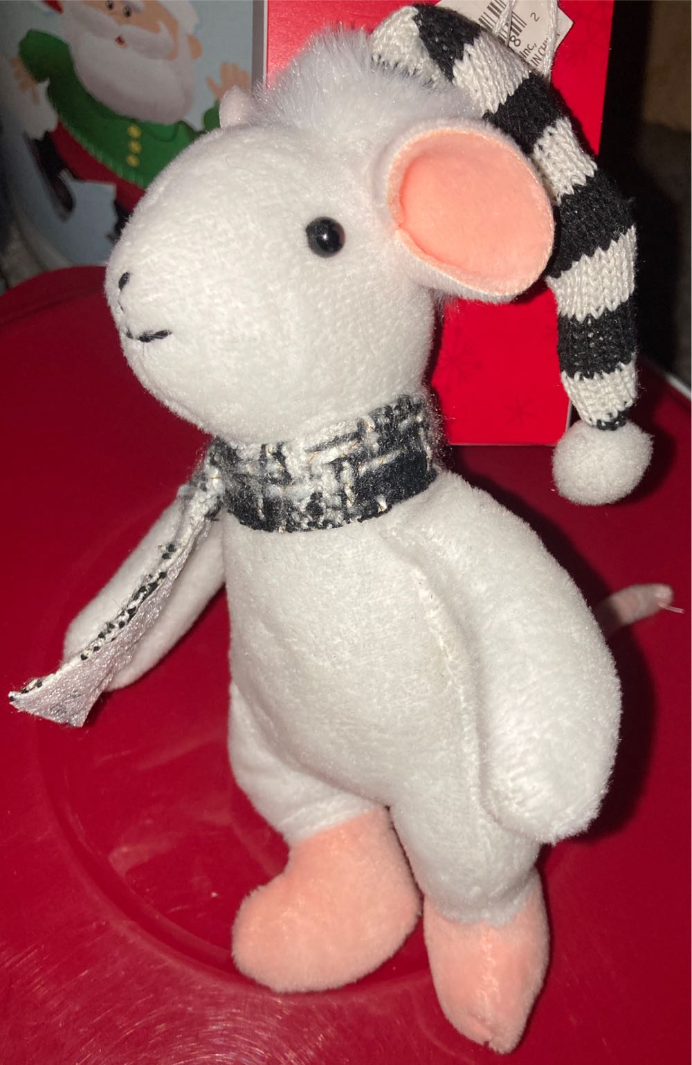 White Mouse Plush Ornament - Lil Man (Christmas) ornament collectible [Barcode 191421070182] - Main Image 2