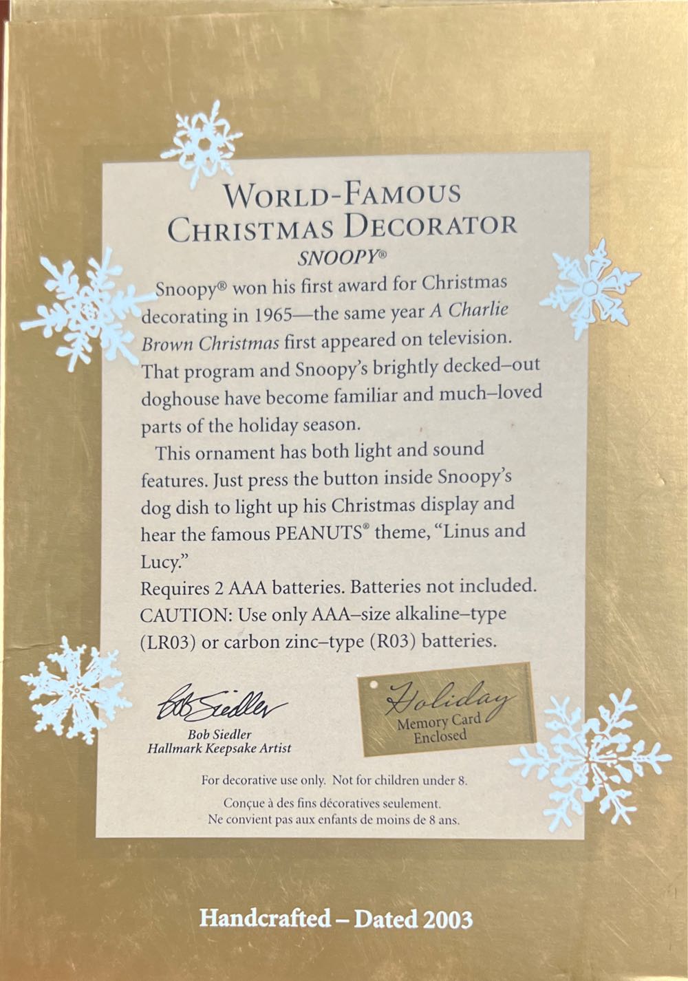 World Famous Decorator - Peanuts (Television) ornament collectible - Main Image 2