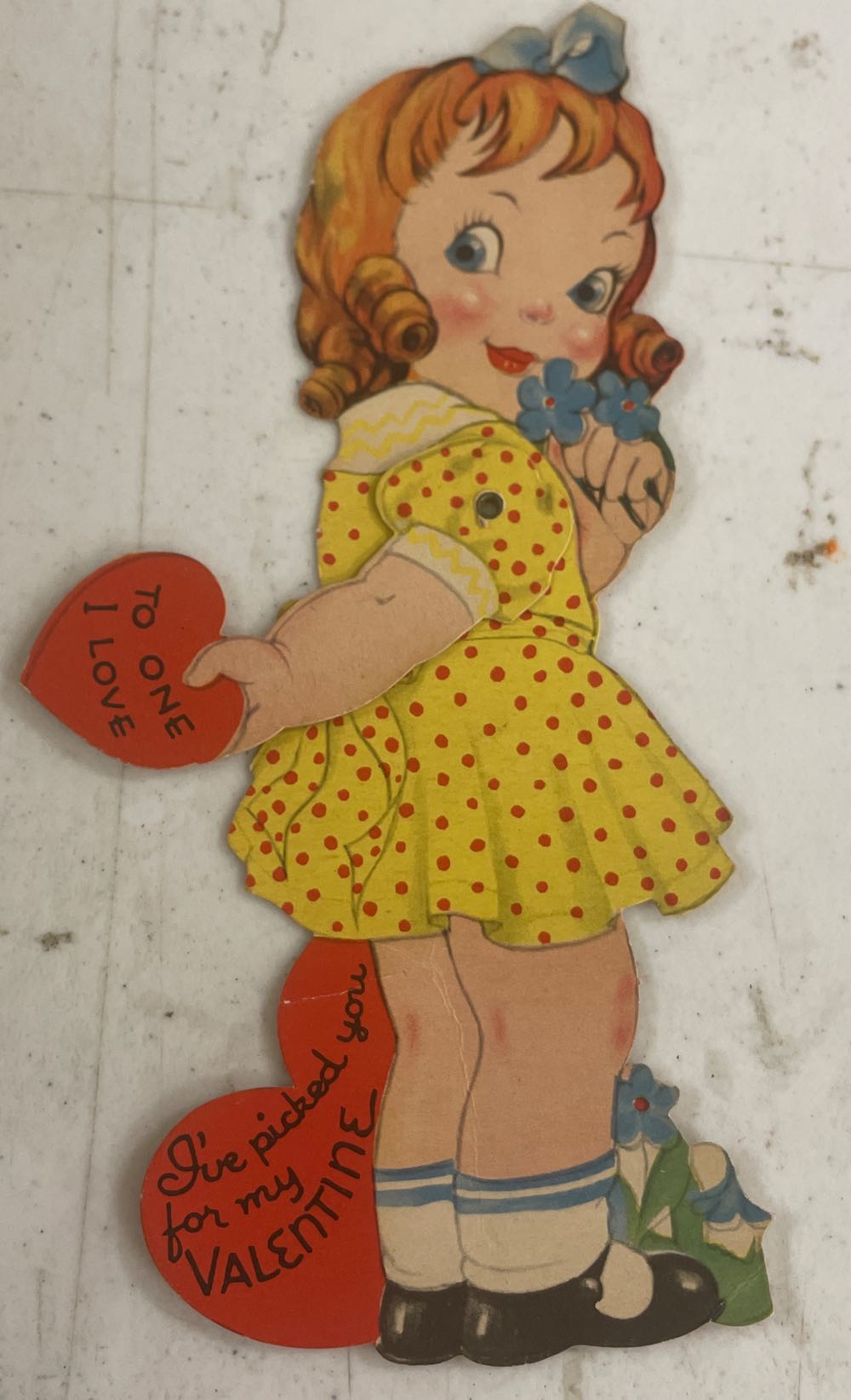 Carrington - Valentine - “A” - Mechanical - Girl Holding Heart - Valentine (Flat - Mechanical) ornament collectible - Main Image 2