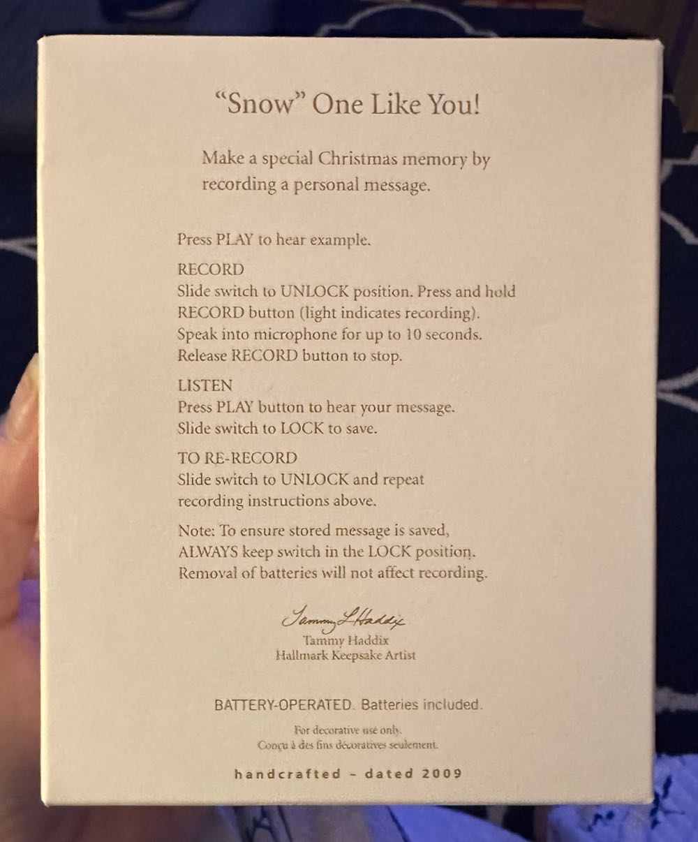 Snow One Like You Recordable Hallmark Ornament  ornament collectible [Barcode 795902110642] - Main Image 2