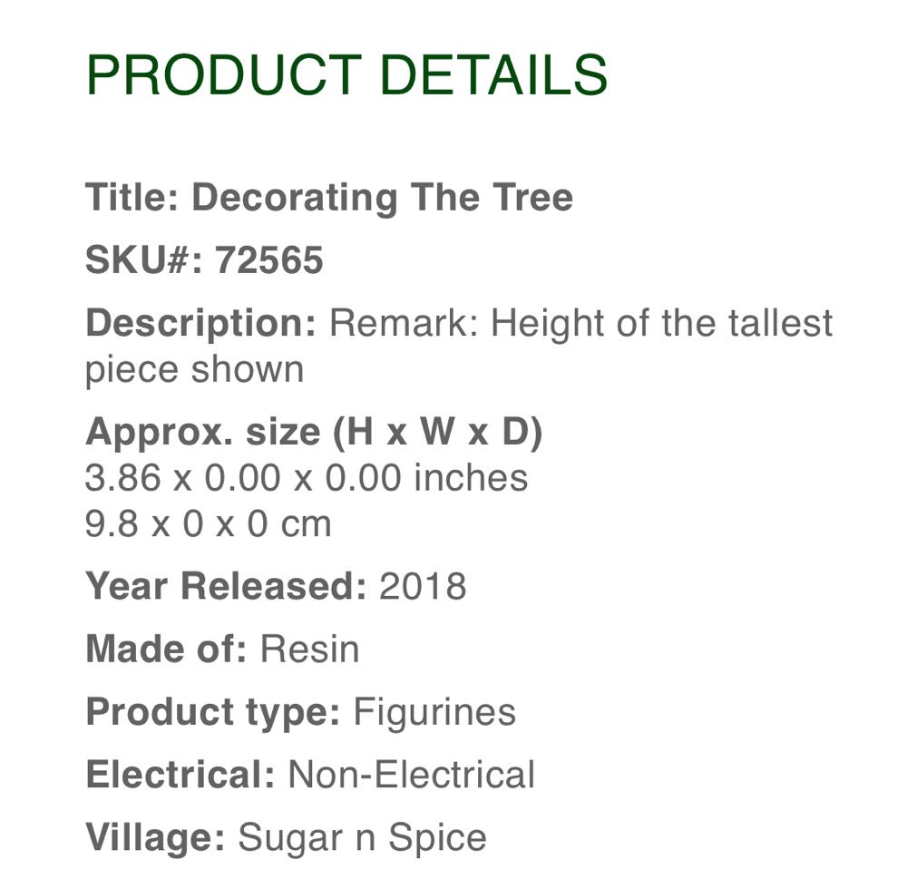 Decorating The Tree #72565 x2 - Sugar N Spice (Figurines) ornament collectible [Barcode 728162725653] - Main Image 2