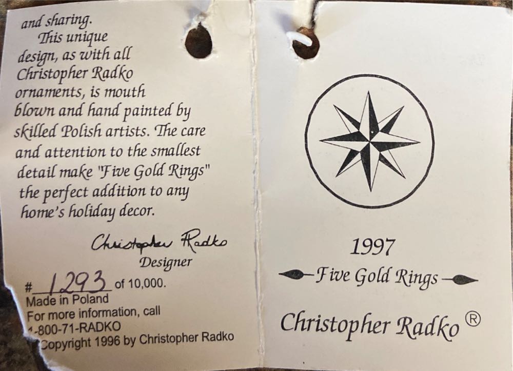 12 Days Of Christmas: 5 Golden Rings  (The 12 Days Of Christmas) ornament collectible - Main Image 3